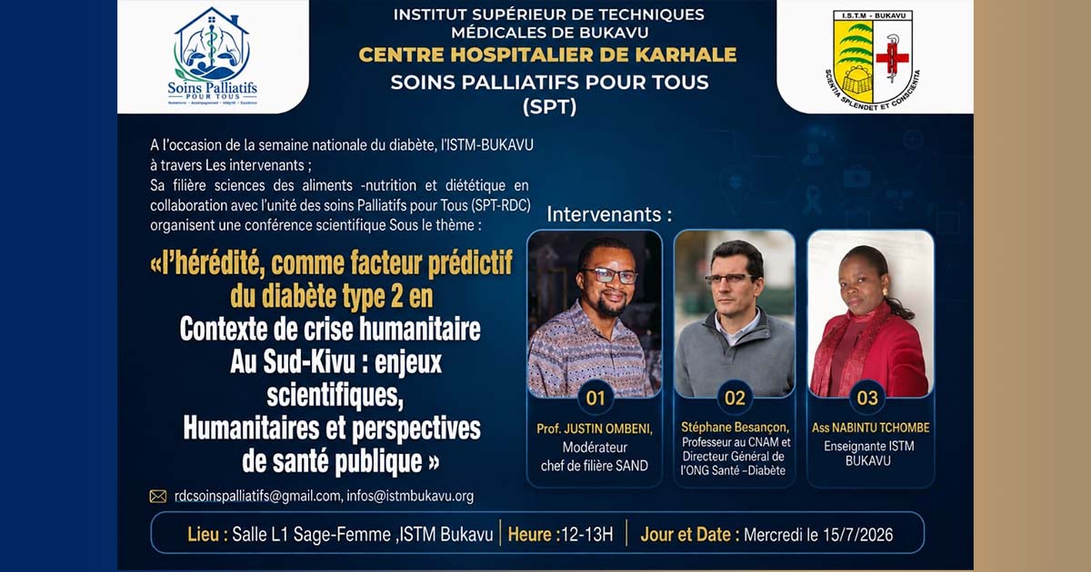 Diabète de type 2 au Sud-Kivu : l'ISTM-Bukavu au cœur de la réflexion scientifique